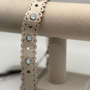 Leatherock Handmade Leather Opal Crystal Choker Necklace Boho Festival USA